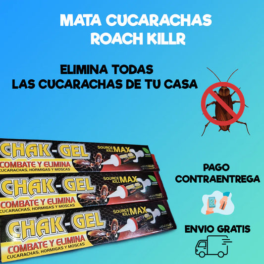 CHAK-GEL COMBATE Y ELIMINA CUCARACHAS, HORMIGAS Y MOSCAS.